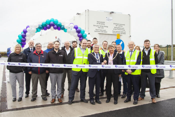 mayor-of-holyhead-town-council-cllr-keith-thomas-and-deputy-chair-of-anglesey-county-council-cllr-margaret-roberts-officially-open-the-certas-energy-refuelling-bunker-at-holyhead