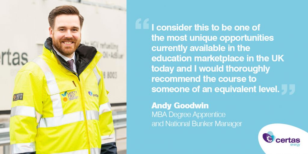 Andy Goodwin National Bunker Management Apprentice Quote