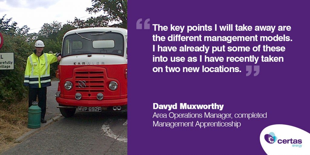 Davyd Muxworthy Management Apprenticeship Quote