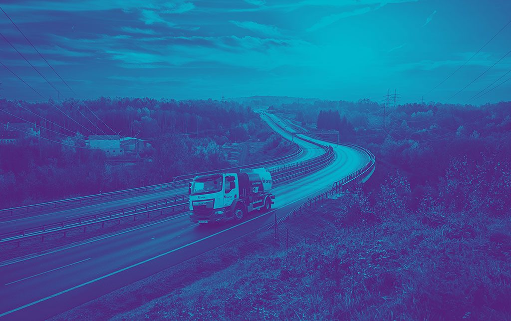 Blue Truck Driving Motorway Image