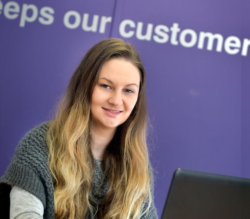 Kayleigh Cassie, undertaking BSc (Hons) IT Management for Business (Graduate Apprenticeship)