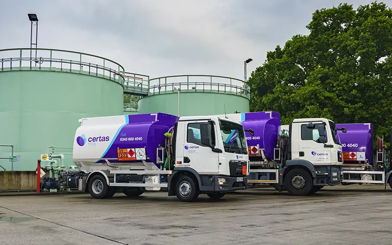 Two Certas Energy Fuel Trucks at fuel site.