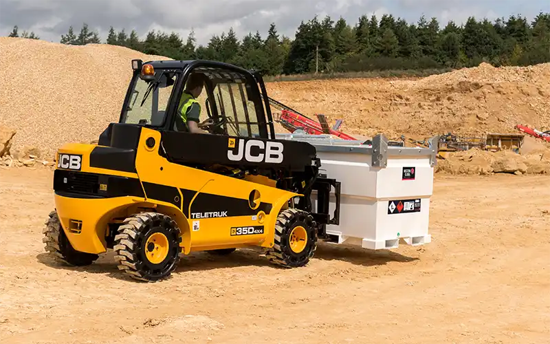 JCB lifting fuel tank.