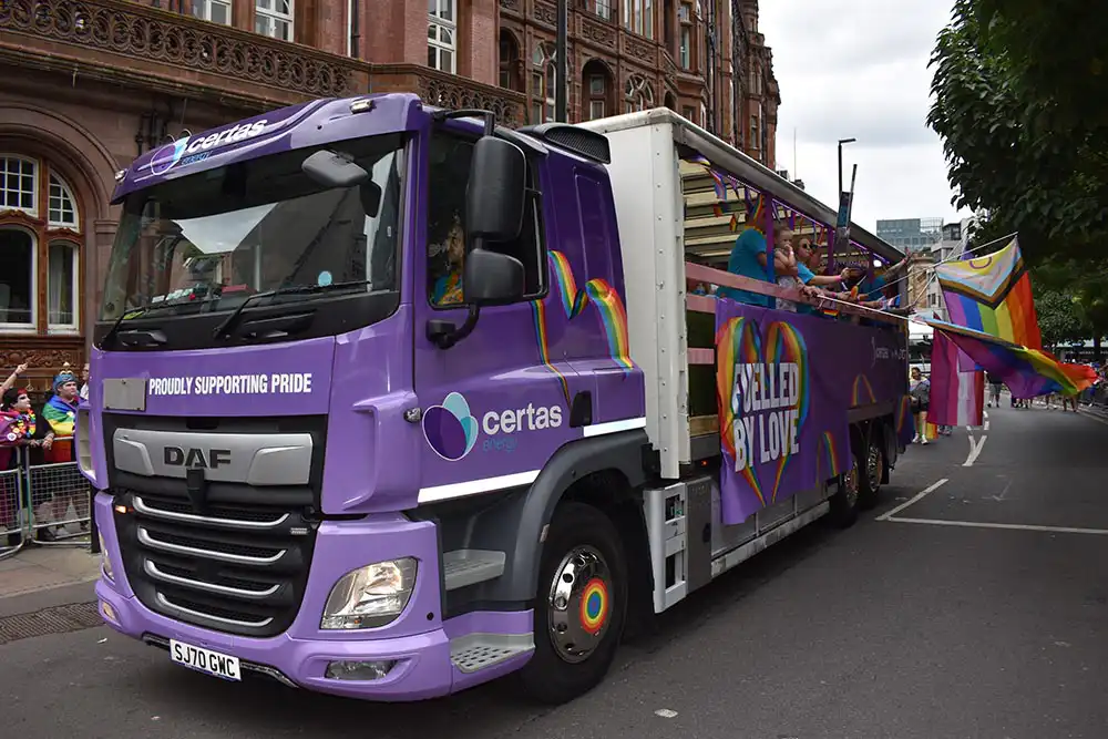 Certas Energy truck at Manchester Pride 2025.